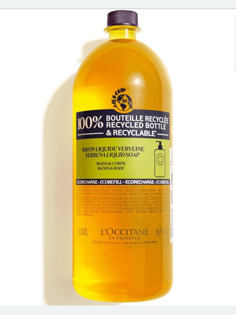 L'Occitane Shea Verbena Liquid Soap Eco Refill 16.9 fl oz - Set of 3